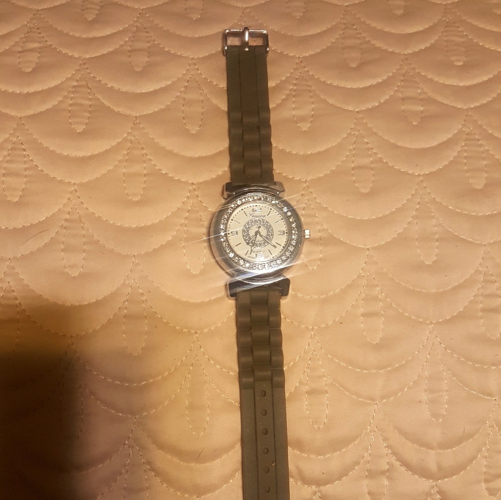 Army Green Diamond Studded Watch